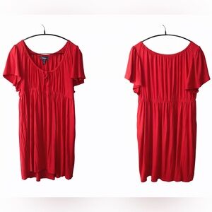 ModCloth Bucolic Beauty Babydoll Dress Red XL Tie Front Empire Waist NWT